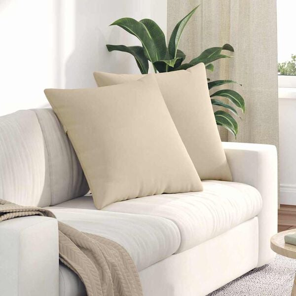 vidaXL Travesseiros de Sof&aacute; 2 pcs Creme 60 x 60 cm tecido