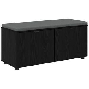 vidaXL Banco de Hall com almofada Carvalho Preto 100 x 38 x 46 cm