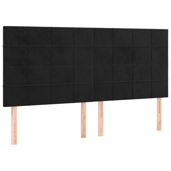 vidaXL Cabeceira de cama c/ luzes LED veludo 160x5x118/128 cm preto