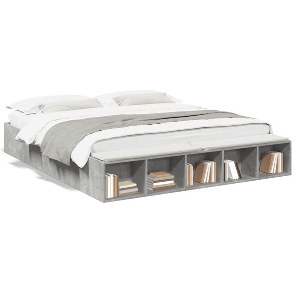 vidaXL Estrutura de cama 200x200 cm derivados de madeira cinza cimento