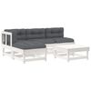 vidaXL 5pcs conjunto lounge jardim c/ almofadões madeira maciça branco