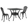 vidaXL Conjunto de Mesa de Jardim 3 unid. Preto Alum&iacute;nio Fundido