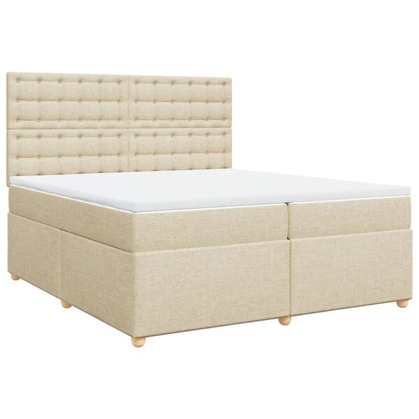 vidaXL Cama com molas/colch&atilde;o 200x200 cm tecido cor creme