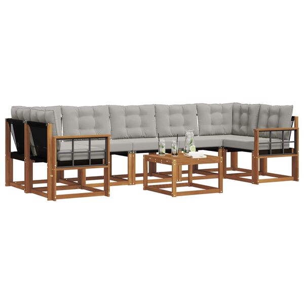 vidaXL Conjunto de Sof&aacute;s para Exterior 8 pcs Cinza Natural e Claro