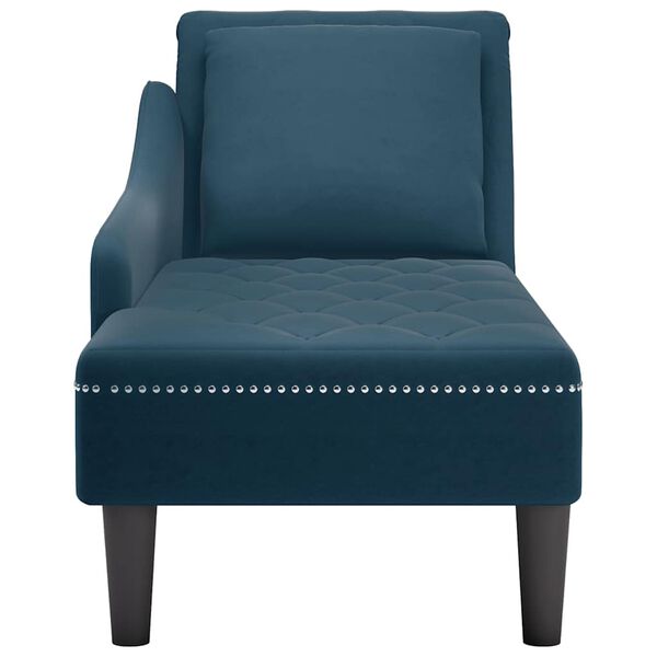 vidaXL Chaise lounge c/ almofada/apoio de bra&ccedil;os direito veludo azul