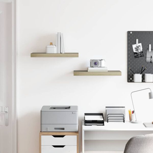 vidaXL Prateleiras de parede suspensas 2 pcs 50x23x3,8cm MDF carvalho