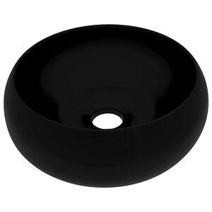 vidaXL Lavat&oacute;rio luxuoso redondo 40x15 cm cer&acirc;mica preto mate