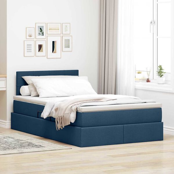 vidaXL Cama com arruma&ccedil;&atilde;o e colch&atilde;o com colch&atilde;o Azul 120 x 200 cm