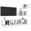 vidaXL 4 pcs conjunto de móveis de TV derivados de madeira branco