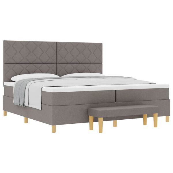 vidaXL Cama Box com colchão Cinzento-acastanhado 200 x 200 cm tecido