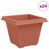 vidaXL Vaso Quadrado para Flores 24 unid. Vermelho Tijolo Pl&aacute;stico