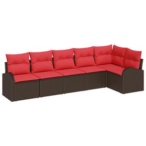 vidaXL Conjunto de Sof&aacute; de Jardim Castanho vime PE