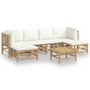 vidaXL 7 pcs conjunto lounge de jardim bambu c/ almofad&otilde;es branco nata