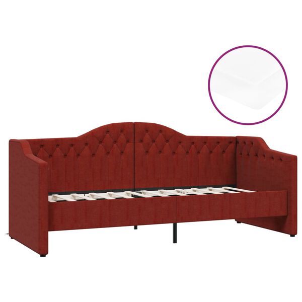 vidaXL Sof&aacute;-cama c/ colch&atilde;o e sa&iacute;da USB 90x200cm tecido vermelho tinto