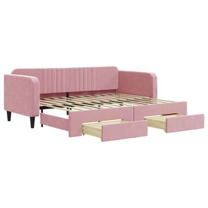 vidaXL Sof&aacute;-cama com gavet&atilde;o e gavetas 90x200 cm veludo rosa