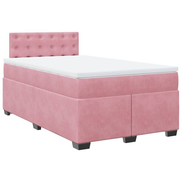 vidaXL Cama boxspring com colch&atilde;o 120x200 cm veludo rosa