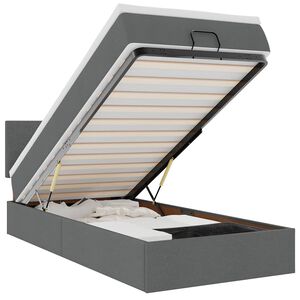 vidaXL Cama Otomana com colch&atilde;o & LEDs 80x200cm tecido cinza-escuro