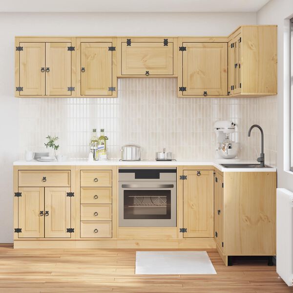 vidaXL Arm&aacute;rio com gaveta 10 pcs Mel Madeira de Pinheiro S&oacute;lida