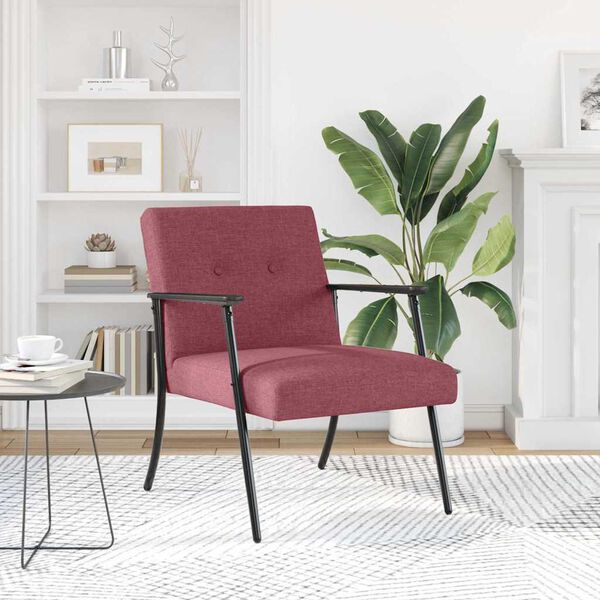 vidaXL poltrona Vinho Vermelho 59 x 75 x 78 cm tecido