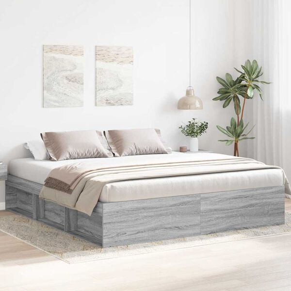 vidaXL Estrutura de cama 200x200 cm cinzento sonoma