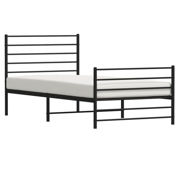 vidaXL Estrutura de cama com cabeceira e pés 107x203 cm metal preto