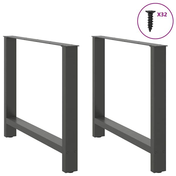 vidaXL P&eacute;s para mesa de jantar antracite 2 pe&ccedil;as 90x(72-73) cm a&ccedil;o
