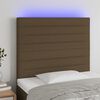 vidaXL Cabeceira de cama c/ luzes LED tecido 100x5x118/128cm castanho