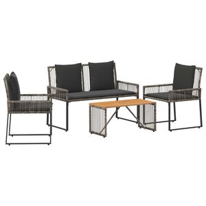 vidaXL Conjunto de M&oacute;veis para Exterior 9 unid. Cinza e Cinza Escuro