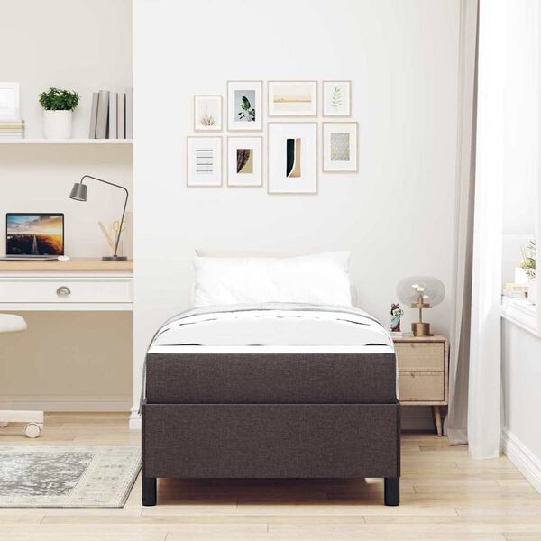 vidaXL Cama Box com colch&atilde;o Marrom Escuro 90 x 190 cm tecido