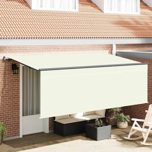 vidaXL Toldo Retr&aacute;til Manual Creme 350 x 200 cm Poli&eacute;ster e Alum&iacute;nio