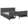 vidaXL Estrutura cama c/ 4 gavetas 200x200cm pinho maci&ccedil;o cinza-escuro