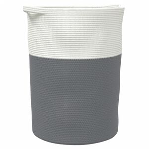 vidaXL Cesto de arruma&ccedil;&atilde;o &Oslash;49x65 cm algod&atilde;o cinzento e branco