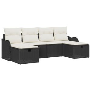 vidaXL Conjunto de Sof&aacute; de Jardim 6 pcs Preto Rattan Sint&eacute;tico
