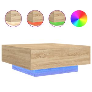 vidaXL Mesa de centro com luzes LED 80x80x31 cm carvalho sonoma