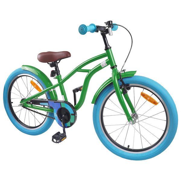 vidaXL Bicicleta Infantil 18 Polegadas para 5-7 anos Verde