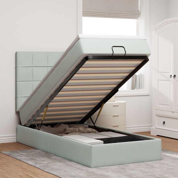 vidaXL Estrutura cama otomana colch&otilde;es 80x200 cm veludo cinzento claro