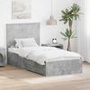 vidaXL Estrutura da Cama com gaveta Cinza Concreto e Prata 75 x 190 cm