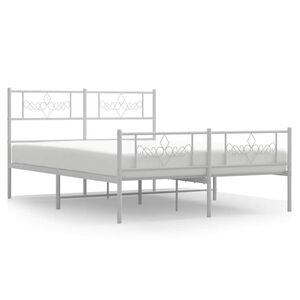 vidaXL Estrutura de cama com cabeceira e p&eacute;s 135x190 cm metal branco