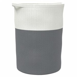 vidaXL Cesto de arruma&ccedil;&atilde;o &Oslash;49x65 cm algod&atilde;o cinzento e branco