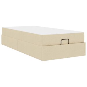vidaXL Estrutura de cama com colch&atilde;o com colch&atilde;o 2 pcs Creme tecido