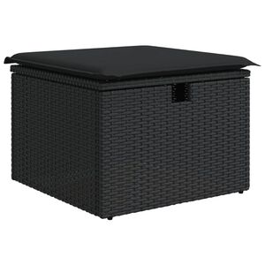 vidaXL Banco de jardim com almofad&atilde;o 55x55x37 cm vime PE preto