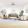 vidaXL 3 pcs conj. de sofás chesterfield couro artificial cappuccino