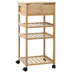 vidaXL Carrinho de Cozinha com Rodas Natural 37 x 36 x 80 cm Bambu