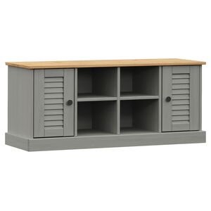 vidaXL Sapateira VIGO 106x35x45 cm madeira de pinho maci&ccedil;a cinzento