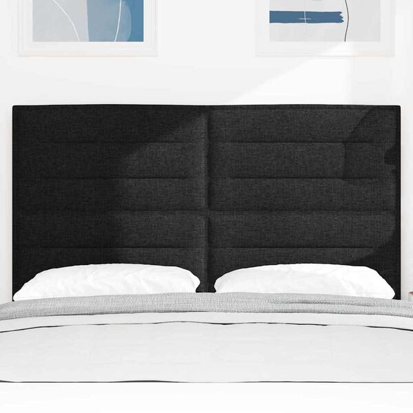 vidaXL Cabeceira com cabeceira Preto 144 cm Couro Sint&eacute;tico