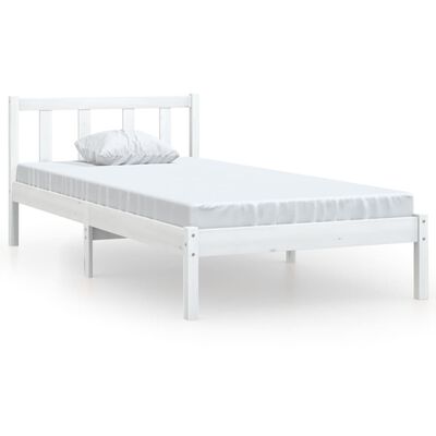 vidaXL Estrutura de cama 100x200 cm madeira pinho maciço branco