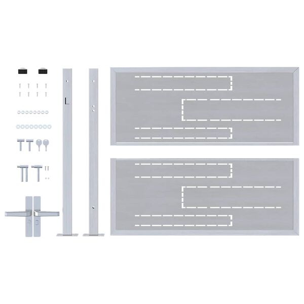 vidaXL Port&atilde;o de Jardim Prateado 100 x 75 cm A&ccedil;o inoxid&aacute;vel