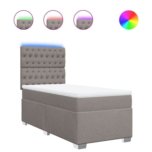 vidaXL Cama com molas/colch&atilde;o 80x200 cm tecido castanho-acinzentado