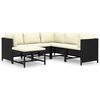 vidaXL 6 pcs conjunto lounge de jardim c/ almofad&otilde;es vime PE preto