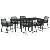 vidaXL Conjunto de Jantar para Jardim 7 unid. Preto A&ccedil;o revestido a p&oacute;